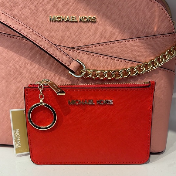 MICHAEL KORS SMALL TOP ZIP COINPOUCH WITH ID KEYCHAIN CARDHOLDER WALLET 
 NWT - Picture 1 of 16